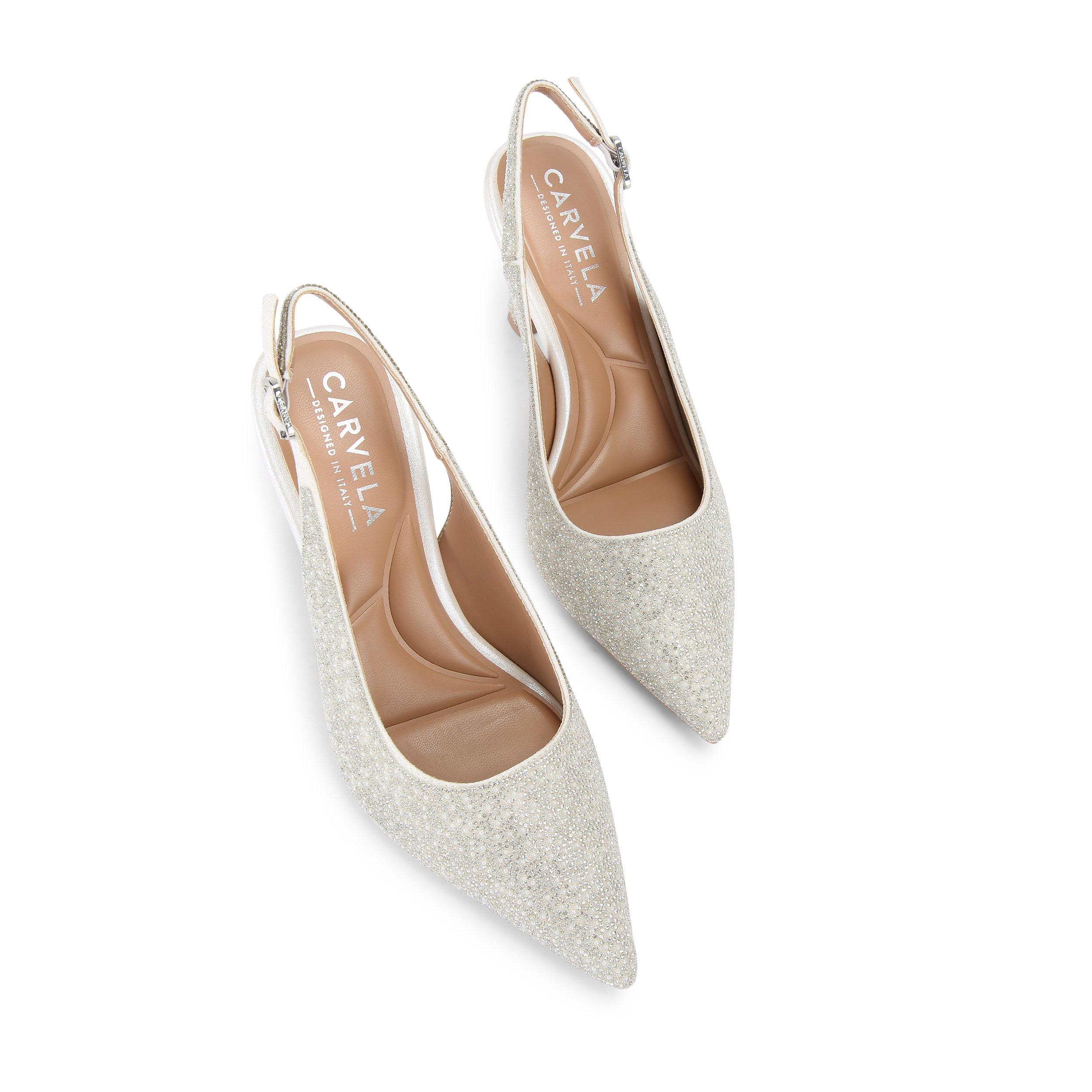 Carvela Womens Corletta Sling Court Heels - White Fabric