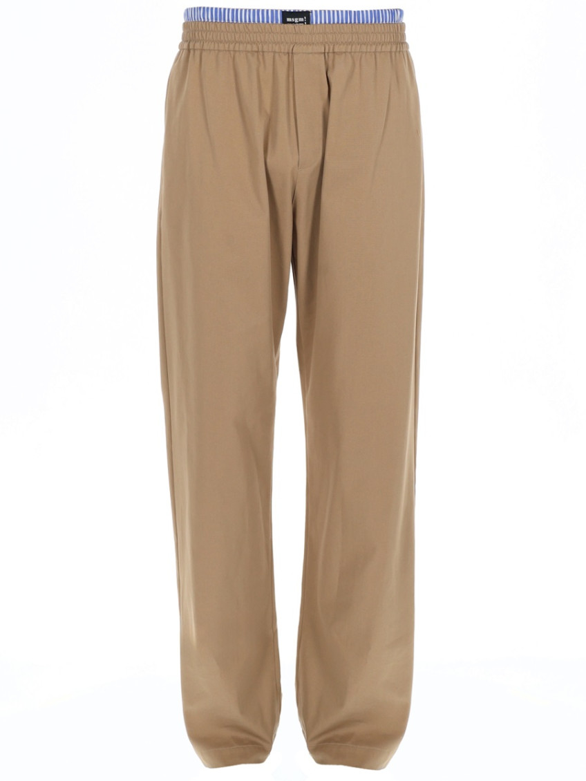 MSGM - cotton gabardine trousers double elastic waistband