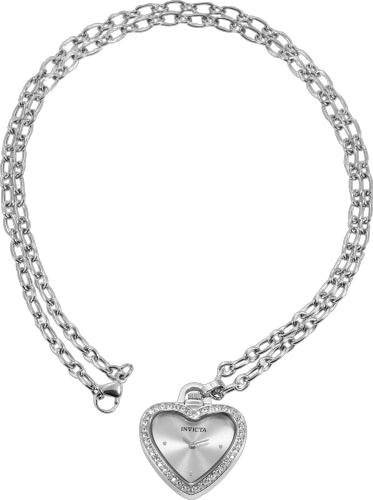 Heart Charm Pendant Watch — Silver