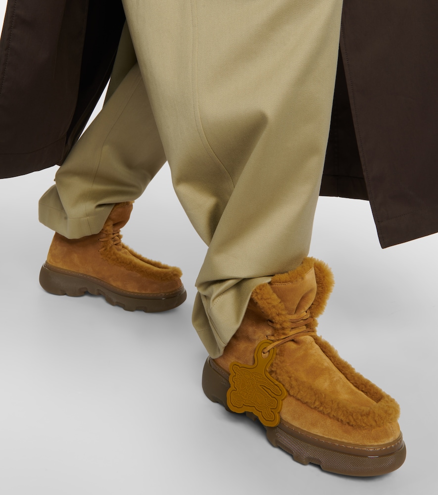 Chugga shearling-trimmed suede boots