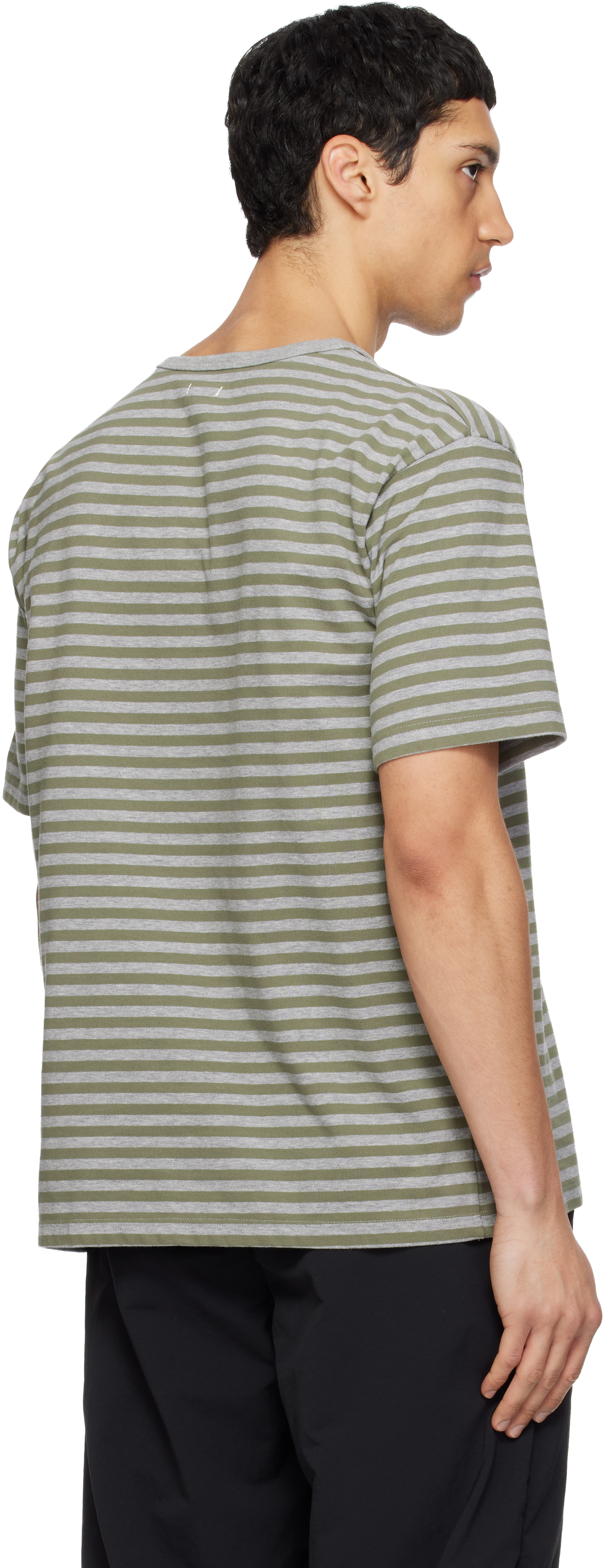 Khaki & Gray COOLMAX Stripe Jersey T-shirt