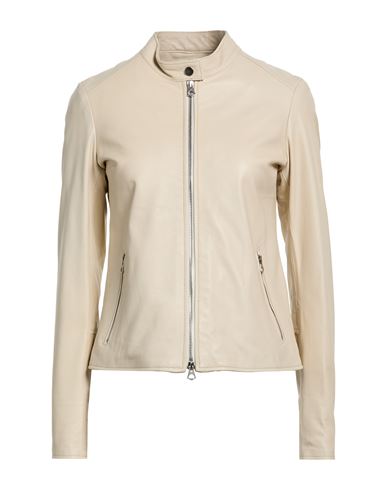 Woman Jacket Beige Size L Leather