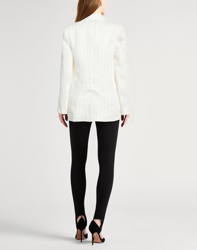 Woman Blazer White Size 4 Linen, Polyester, Lurex