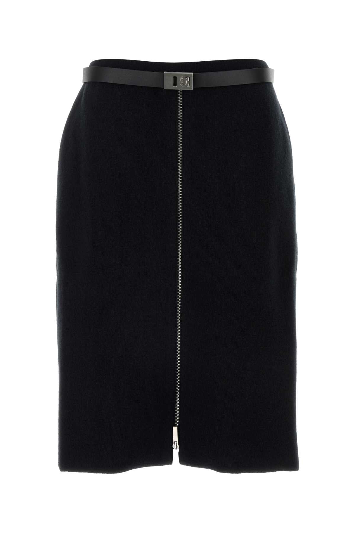 Stretch Wool Blend Skirt — Black
