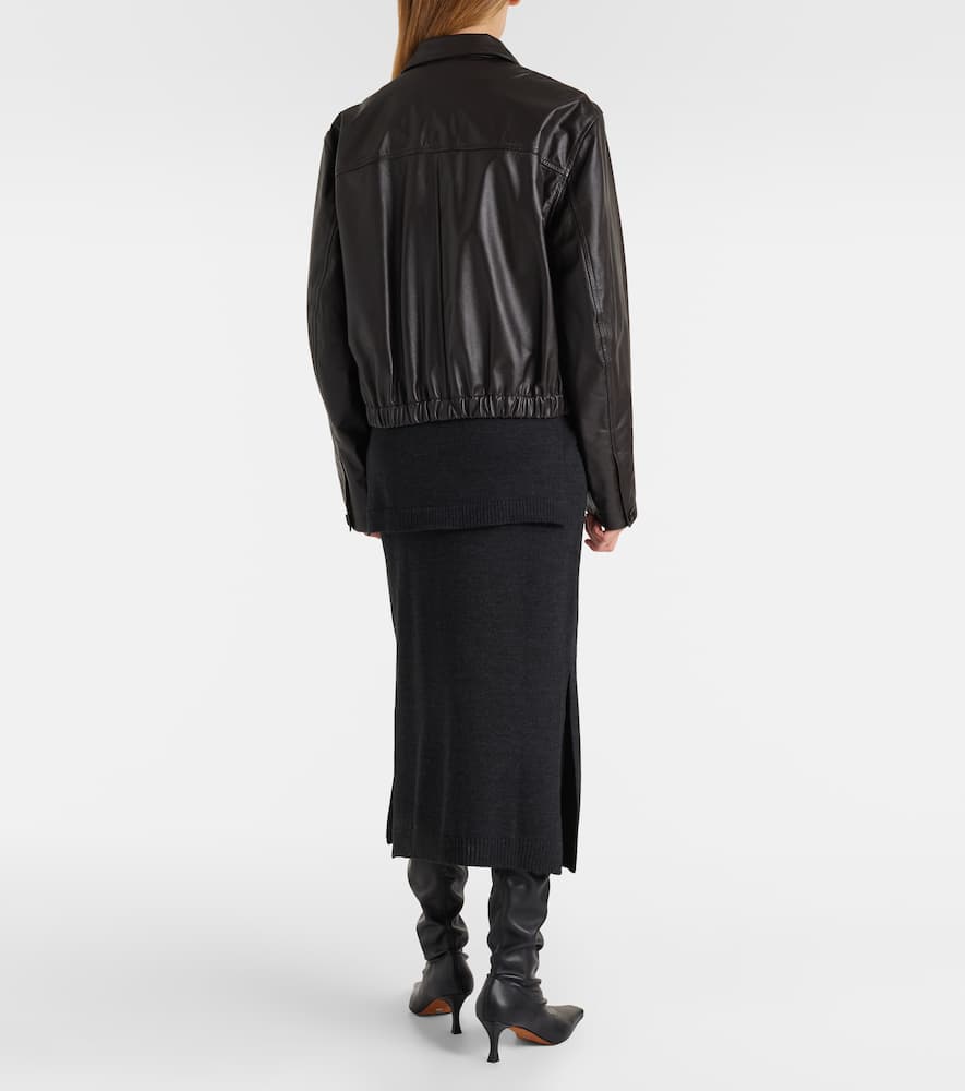 Wool-blend midi skirt