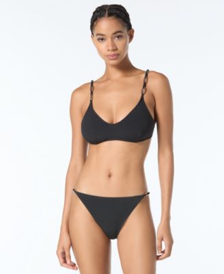 Michael Kors Womens Oval Link Swim Bikini Top Full Coverage Swim Bottoms