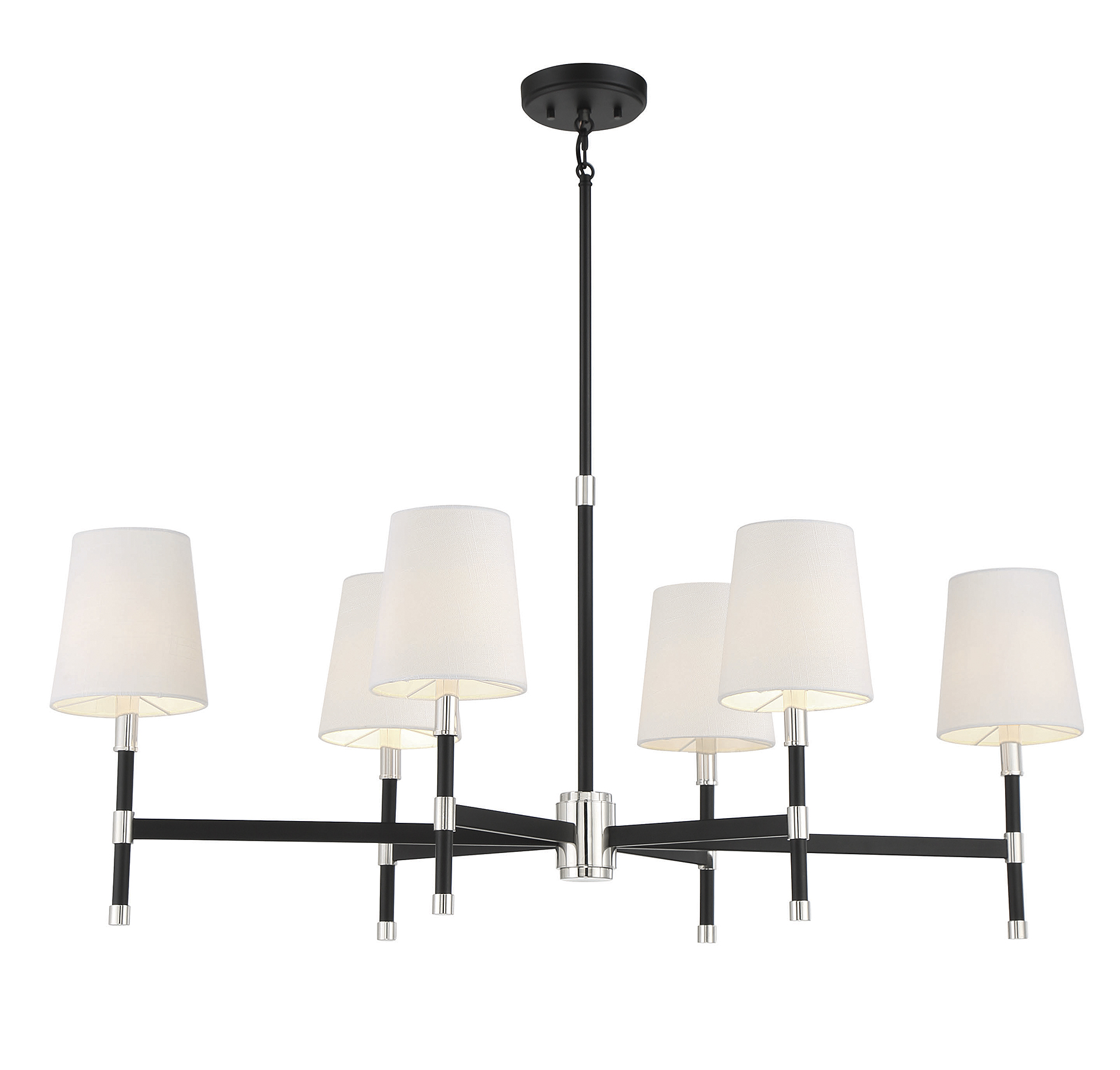 Brody 6-Light Linear Chandelier in Matte Black with Polished Nickel Accent