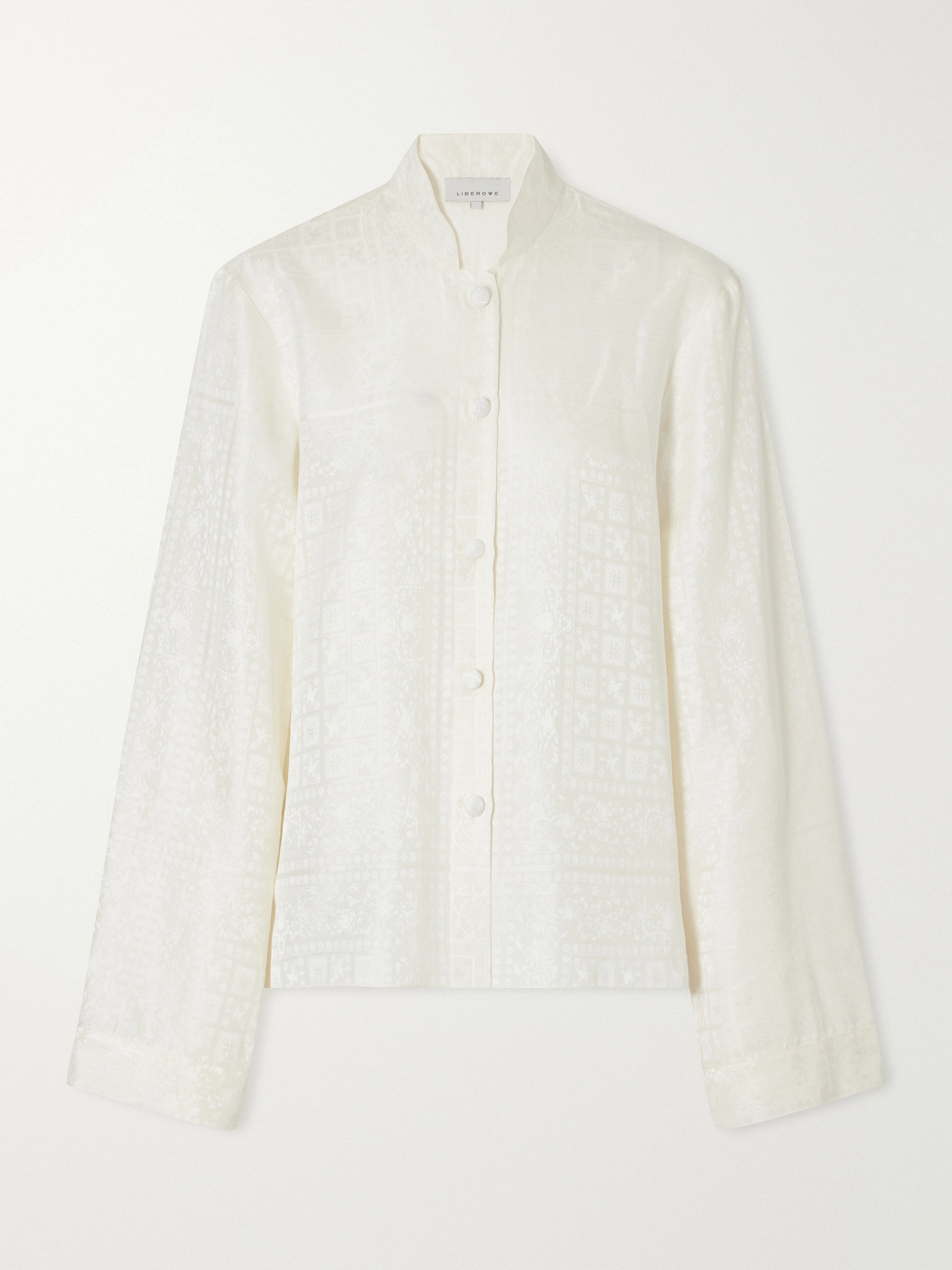 Nisha Silk-jacquard Shirt - Neutrals