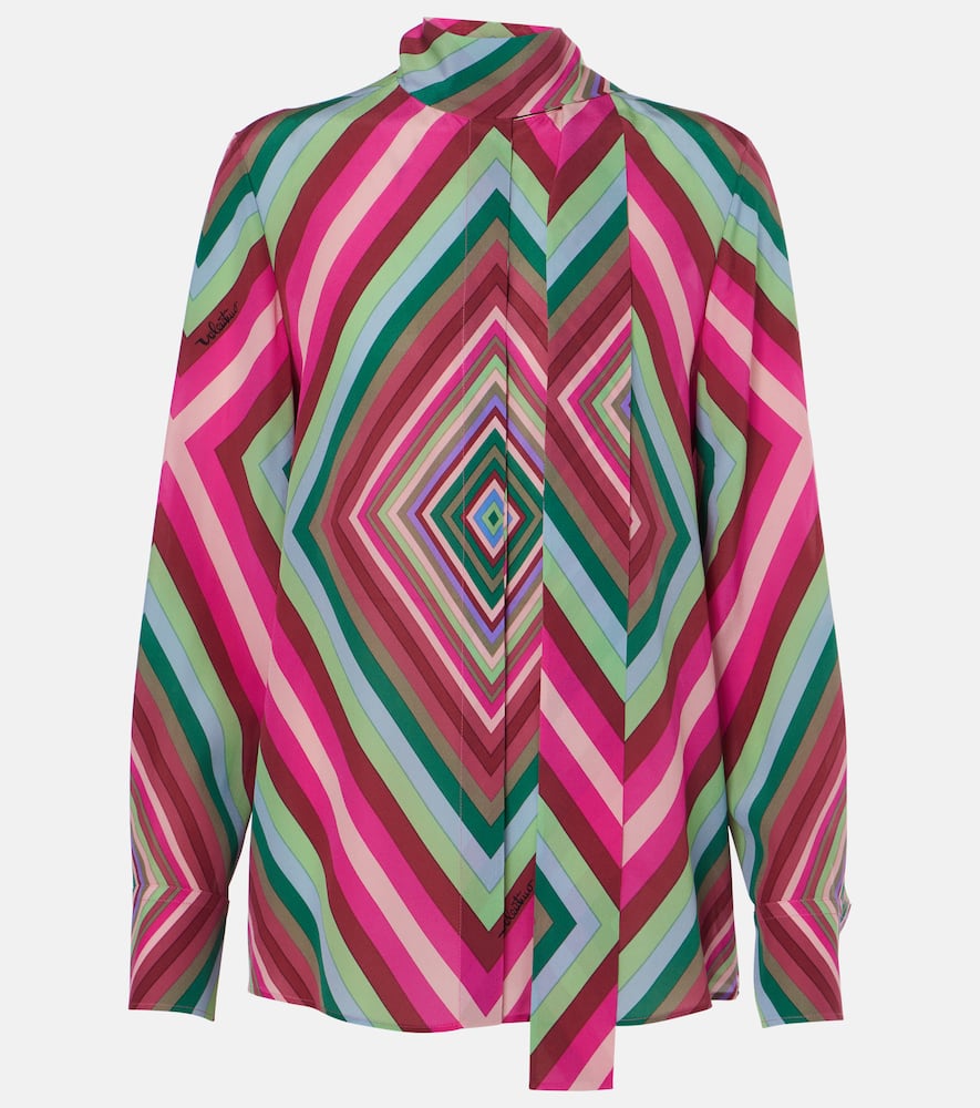 Tie-neck silk crêpe de chine shirt