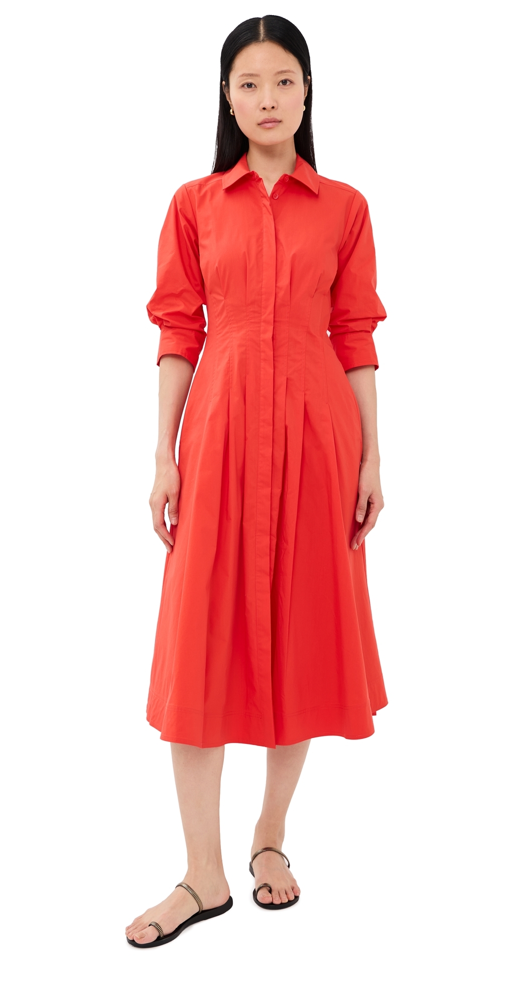 Jazz Pintuck Midi Dress Lobster