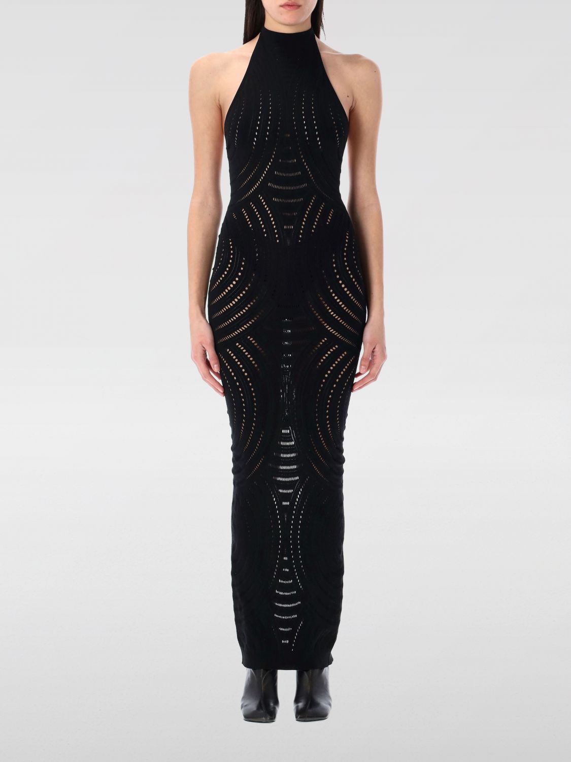 Open-knit maxi dress - Black