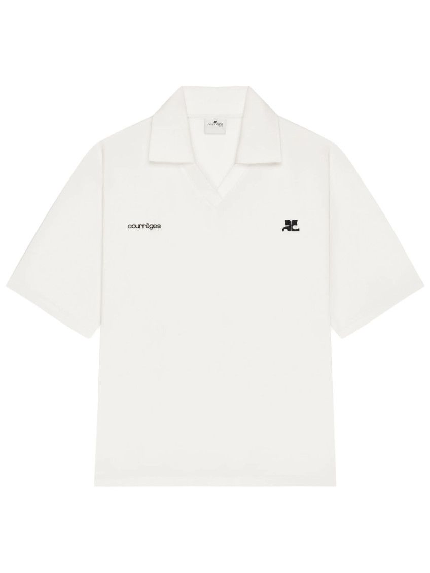 White Logo Shirt Collar Polo