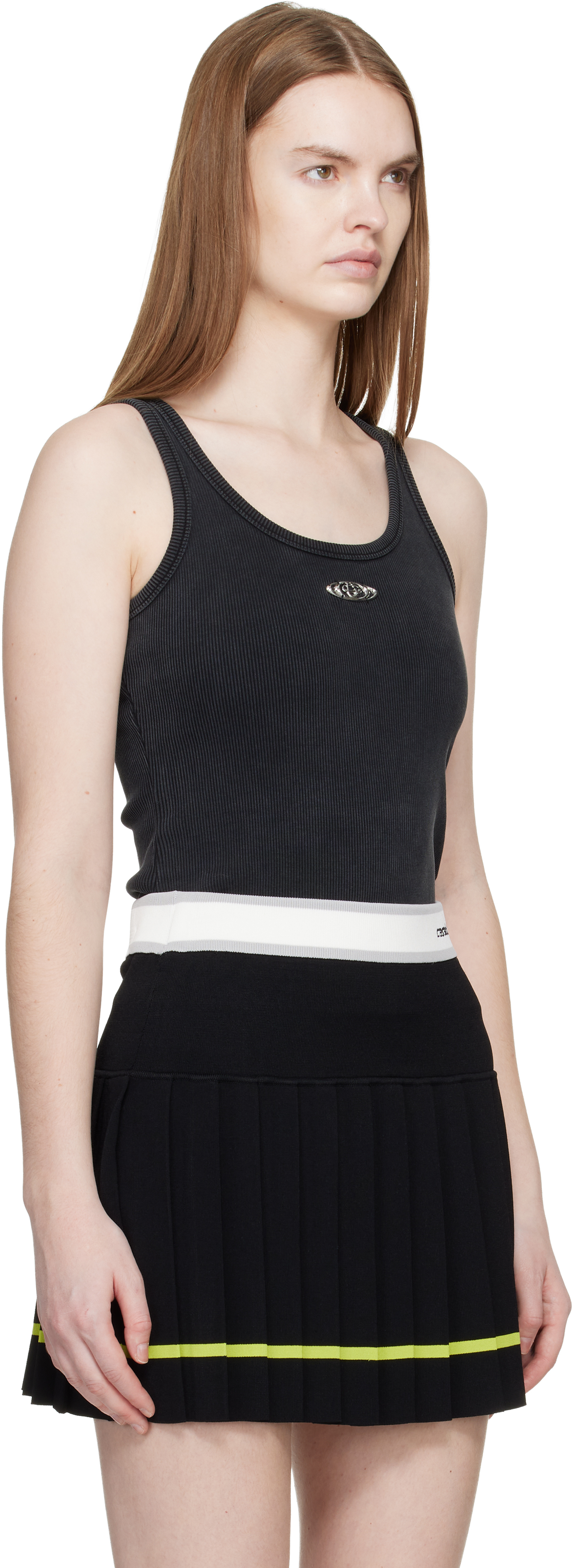 Black Corrosion Ribbed Tank Top