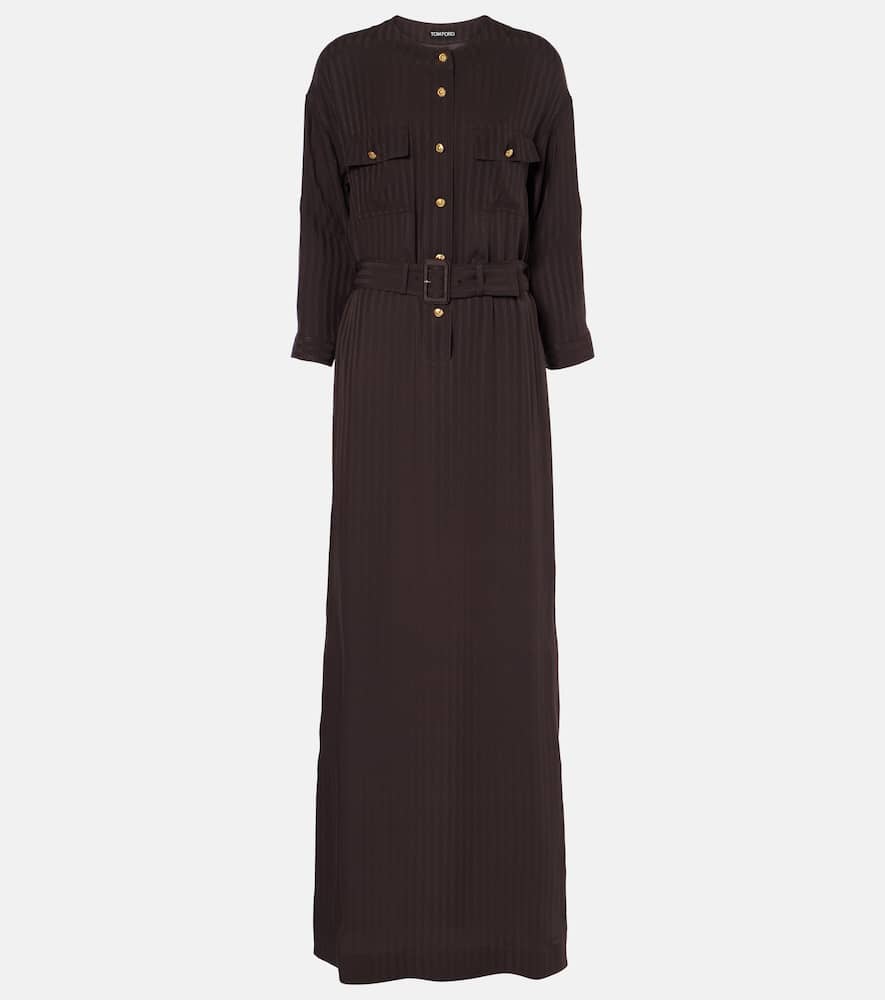 Striped belted shirt dress