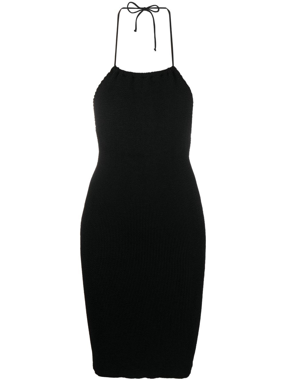 Seersucker bodycon dress - Black