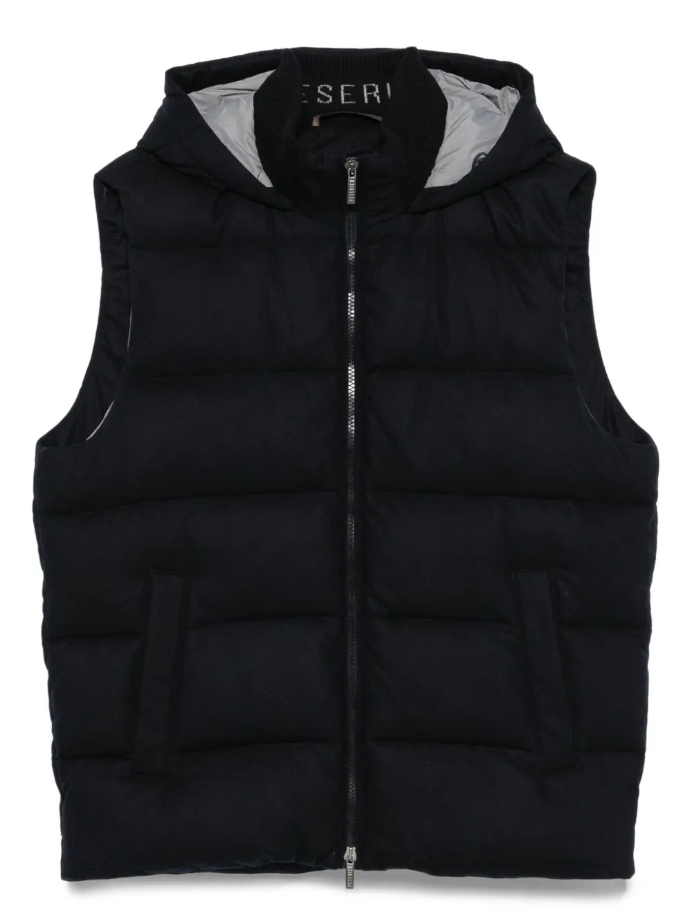 Cashmere-Blend Hooded Quilted Vest — Black