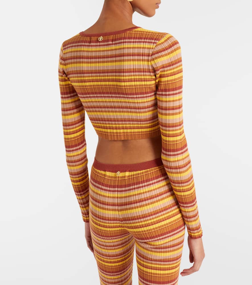 Ann ribbed-knit striped cropped cardigan