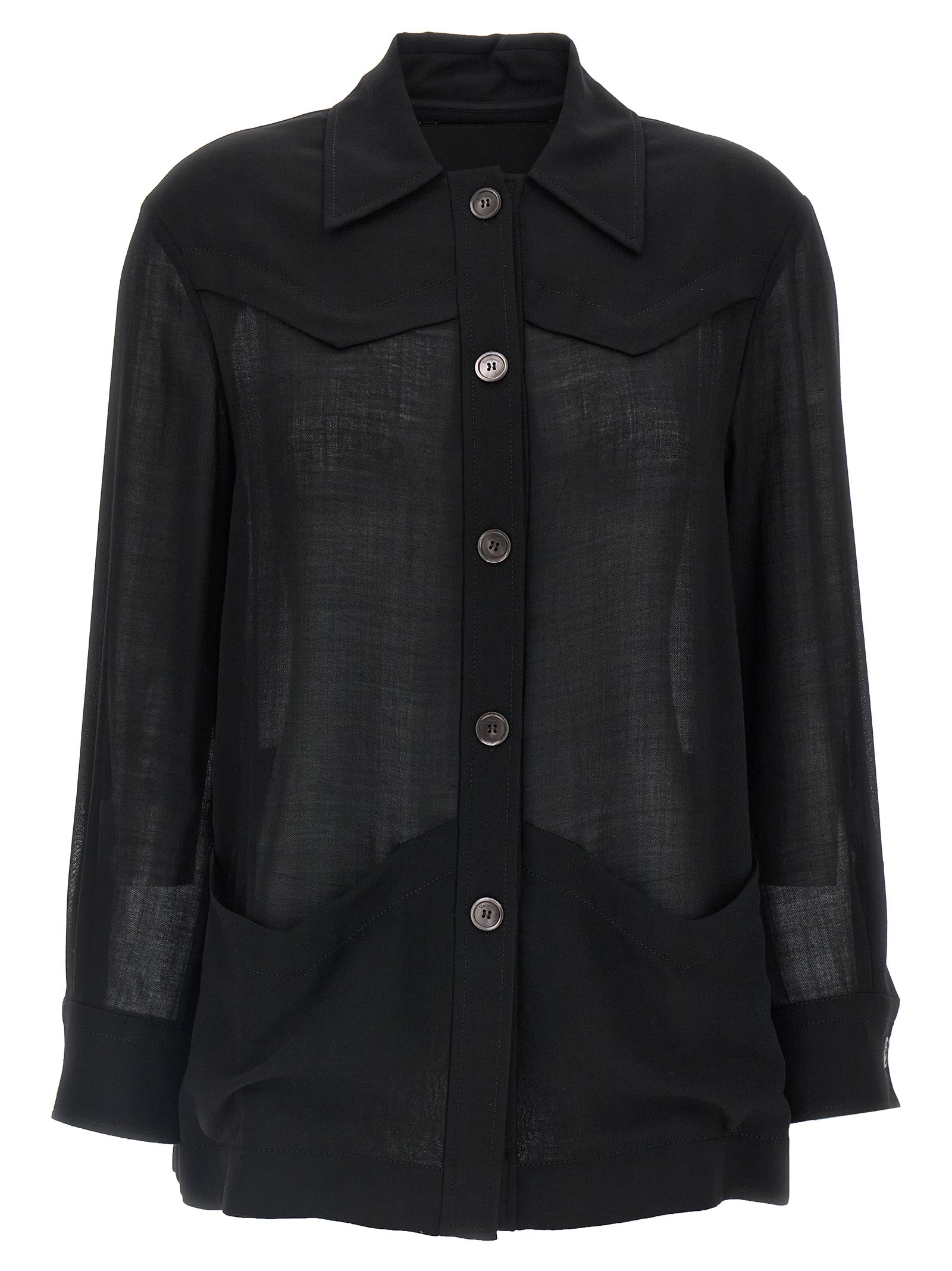 Virgin Wool Overshirt Jacket — Black