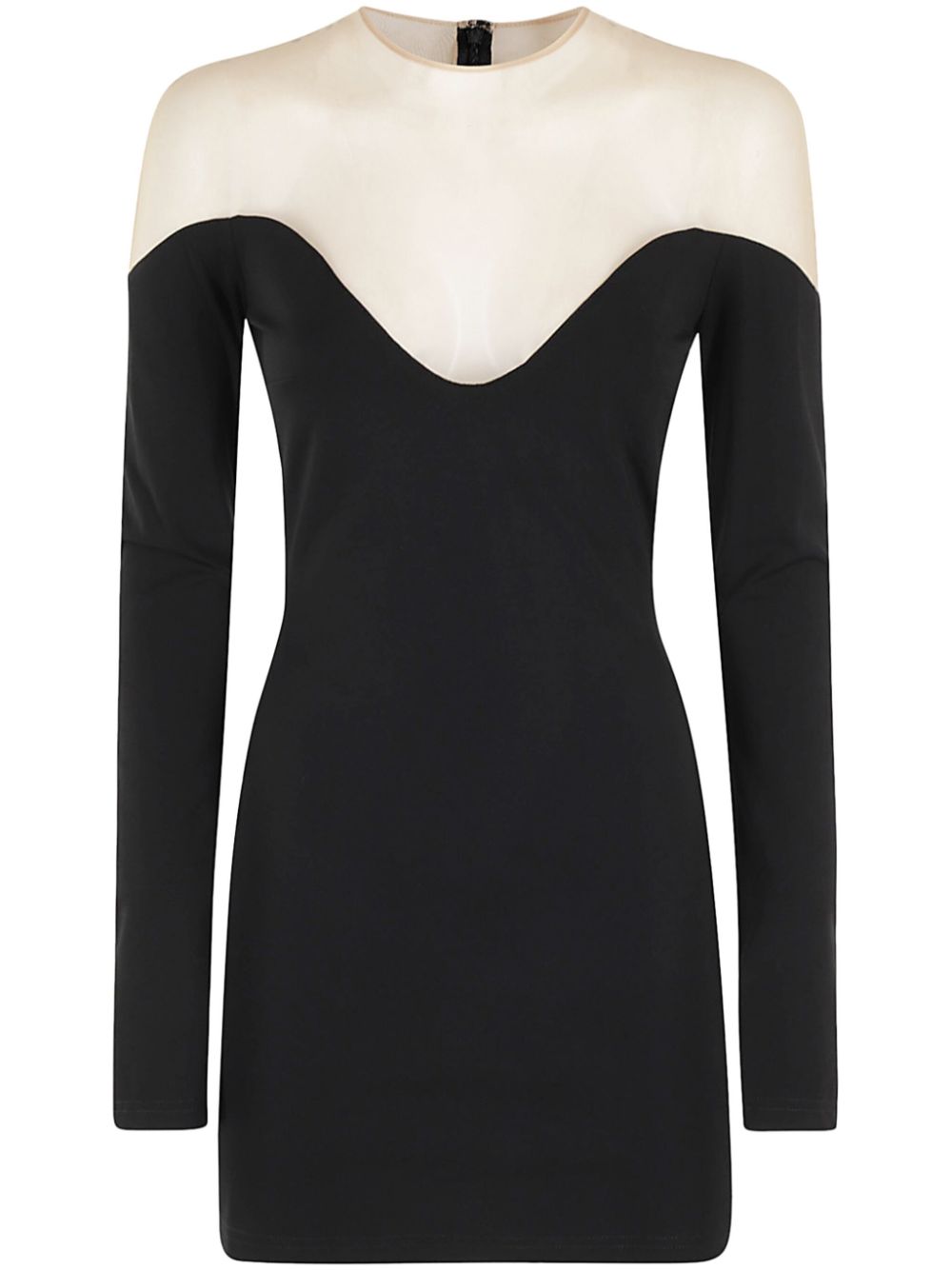 Mesh-panelling mini dress - Black
