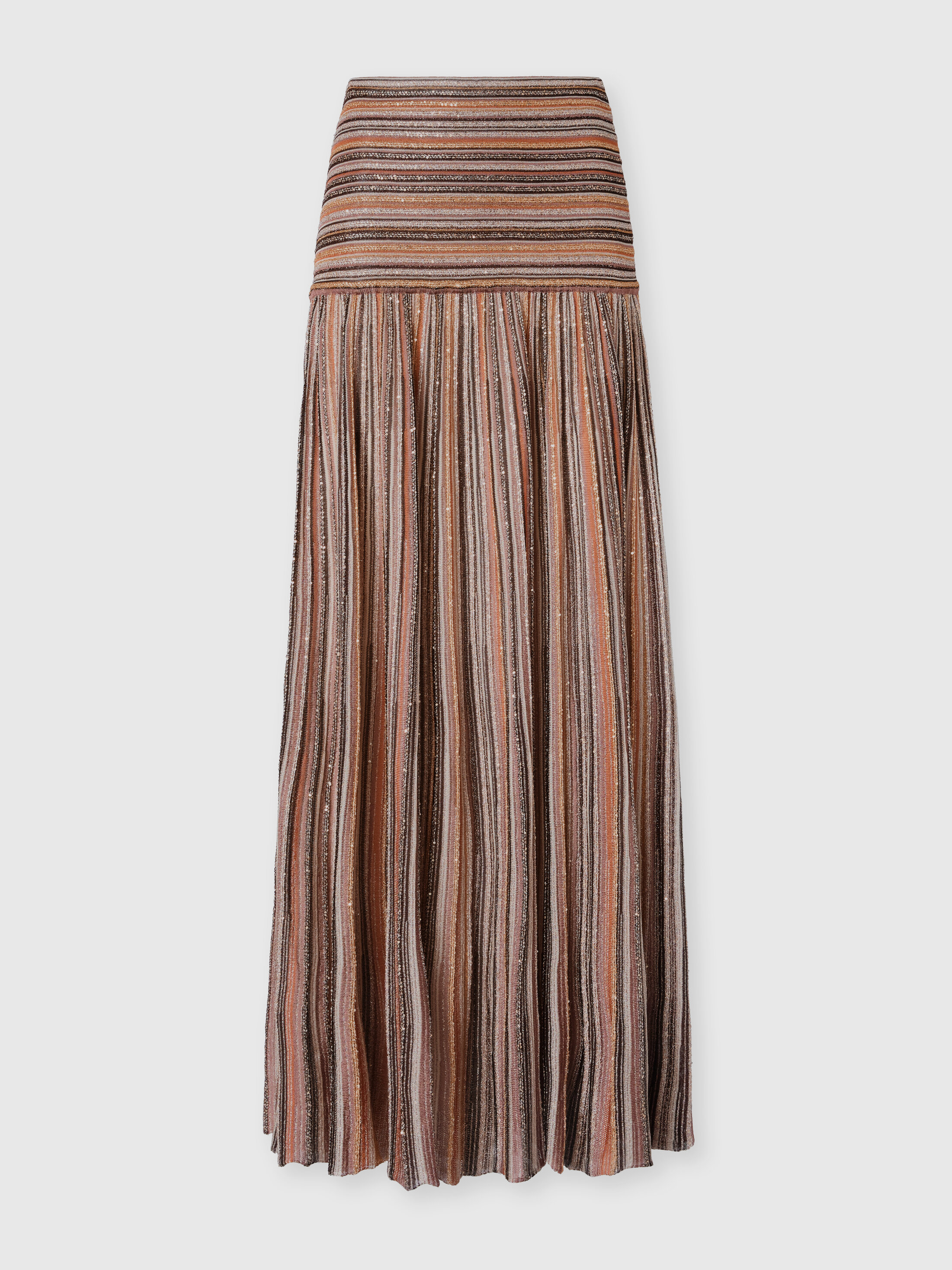 Missoni - Ribbed Mixed Viscose Lamé Long Skirt, Women, Gold& Beige