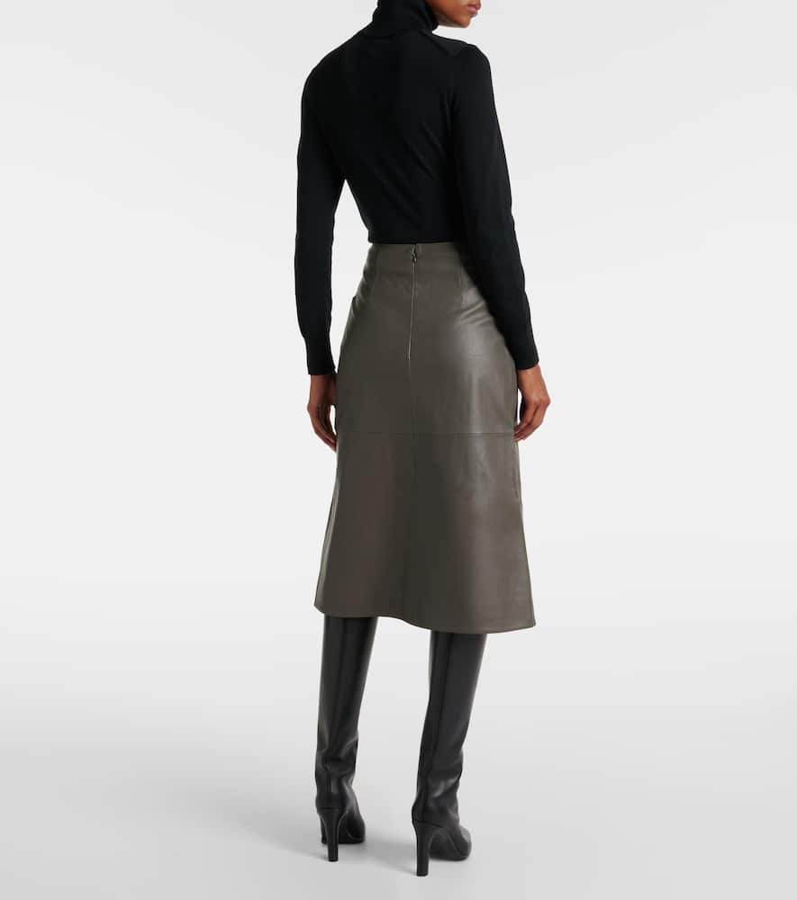Météo leather midi skirt