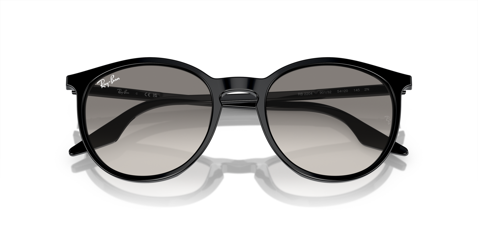 Ray - Ban Unisex Ray - Ban RB2204 901/32 Sunglasses Acetate Black Grey Pantos Normal Shaded