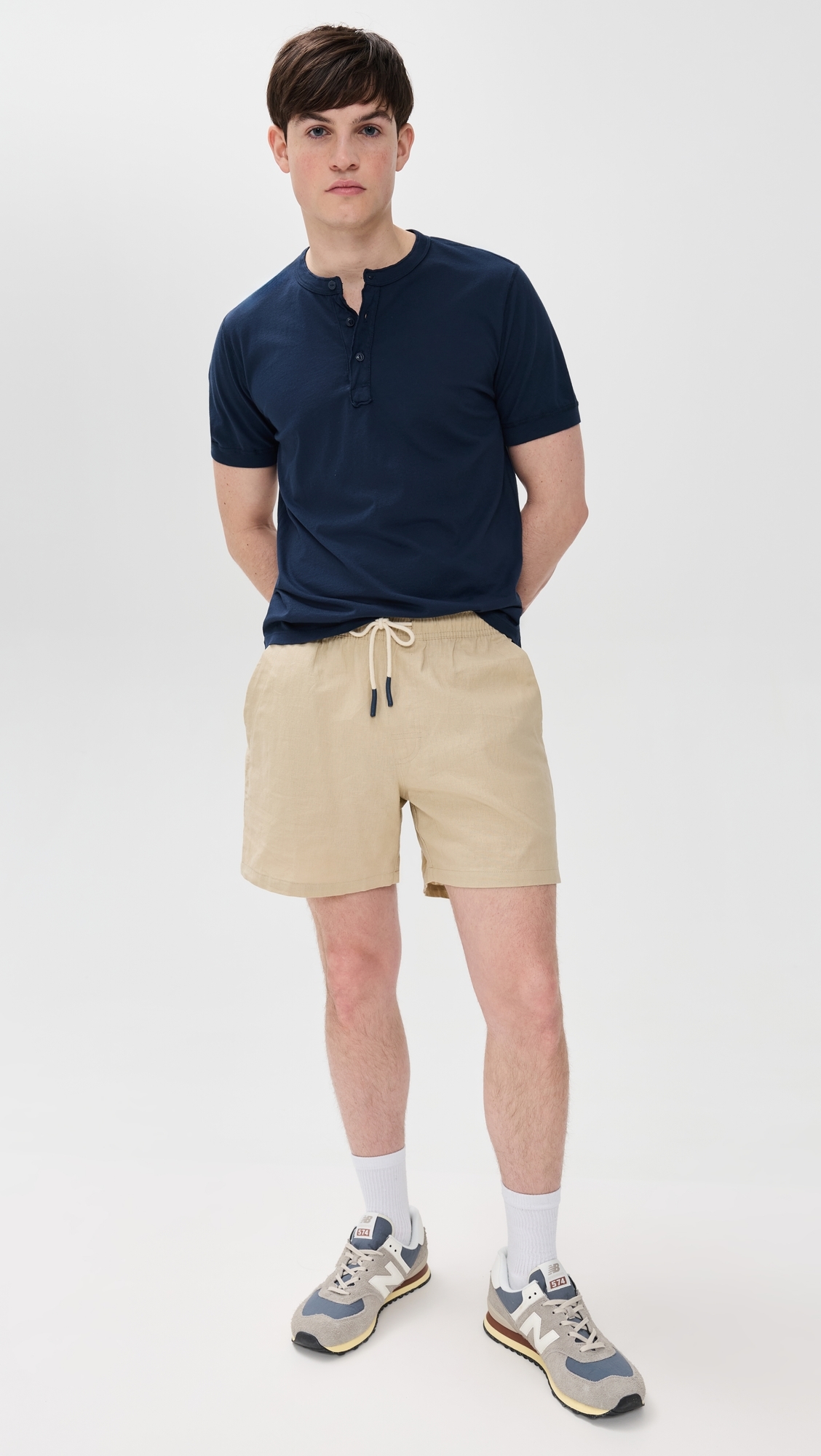 Save Khaki Short Sleeve Pima Henley Navy