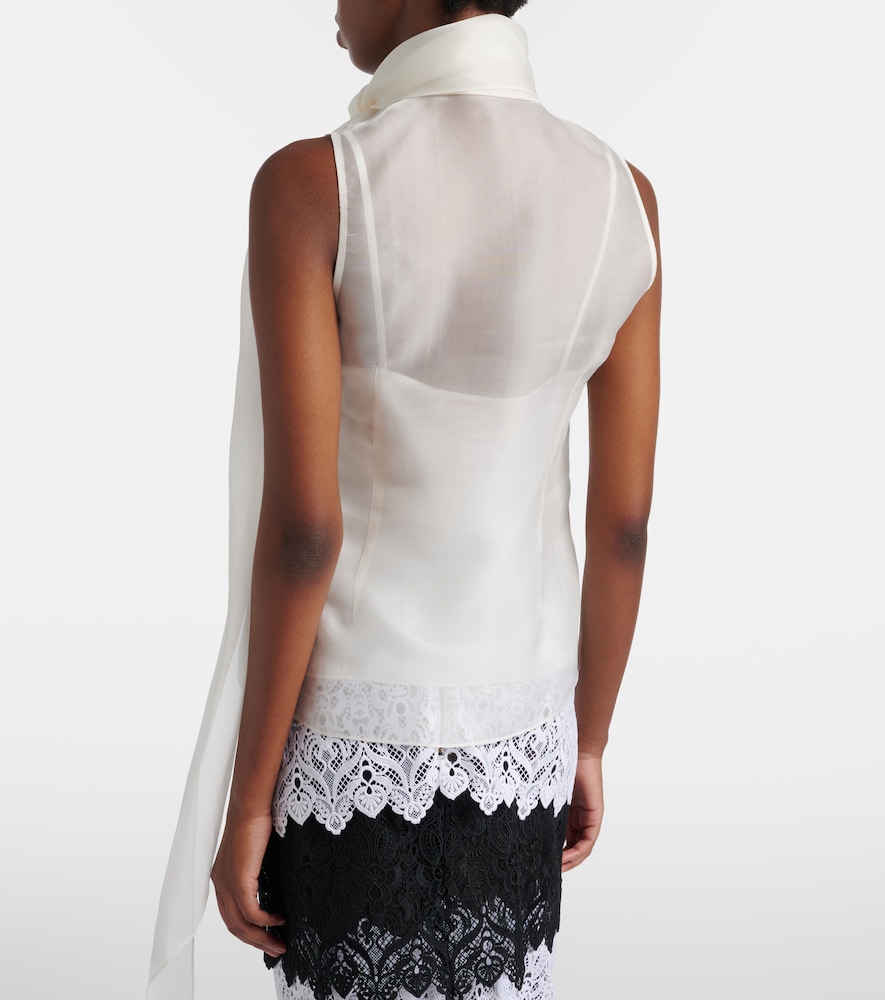 Tie-neck silk top