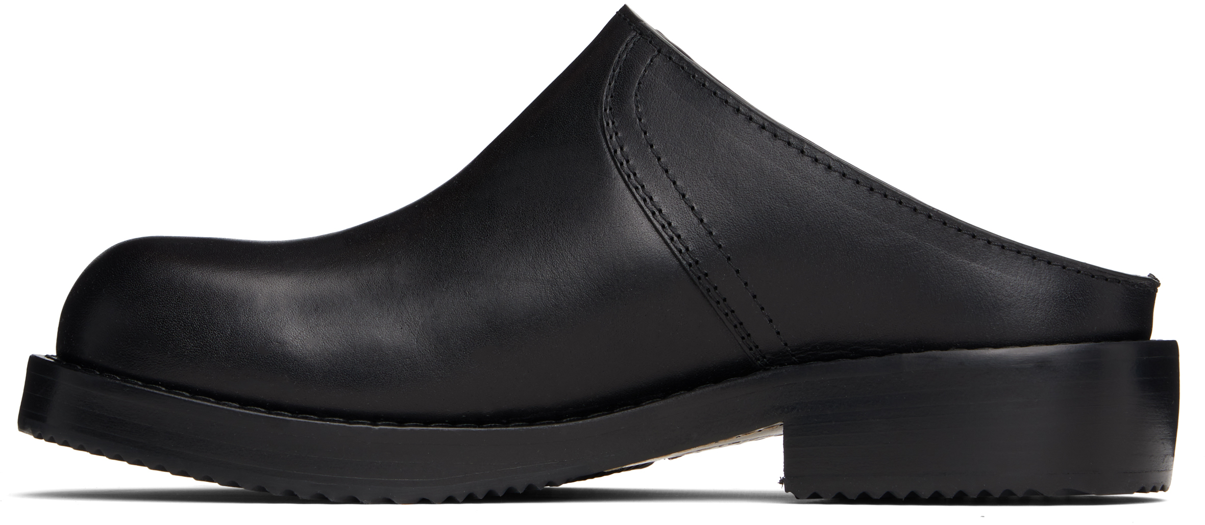 Black Leather Clogs