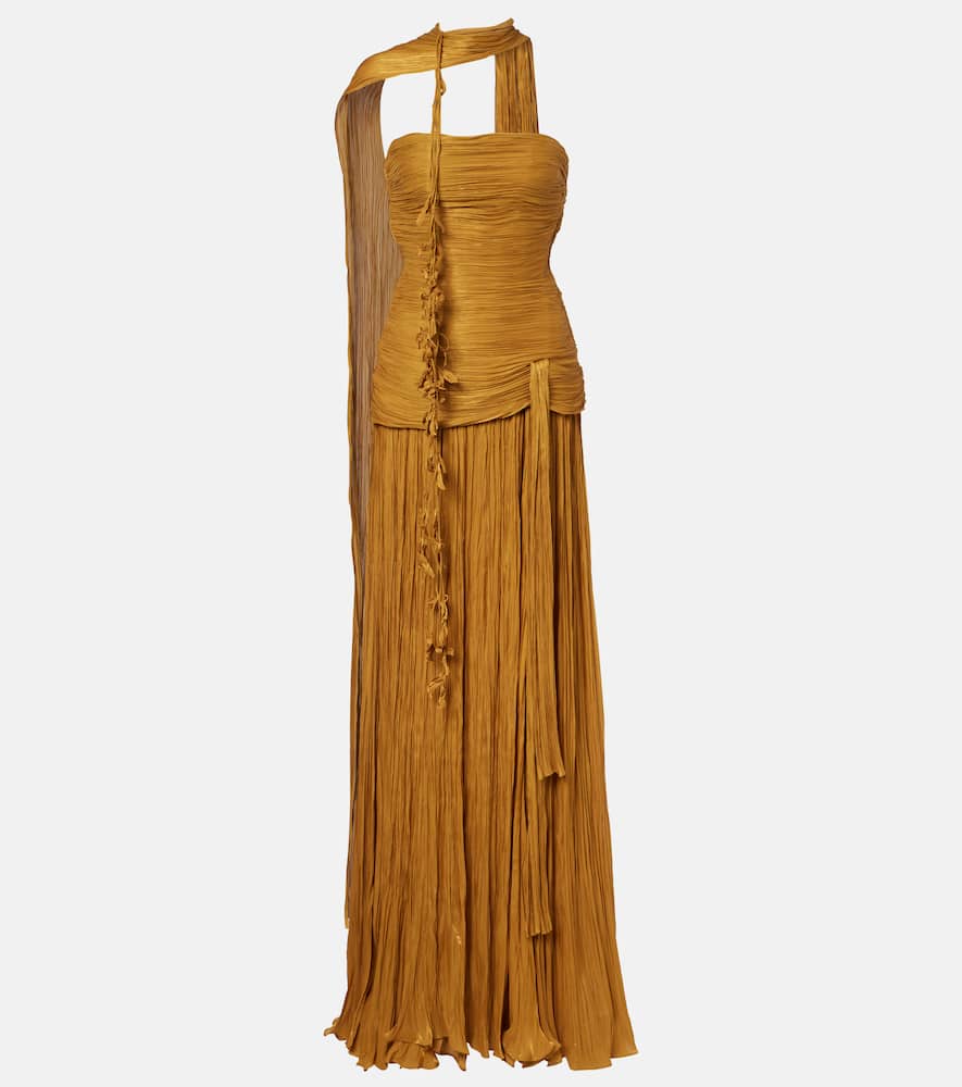 Peplum ruched gown