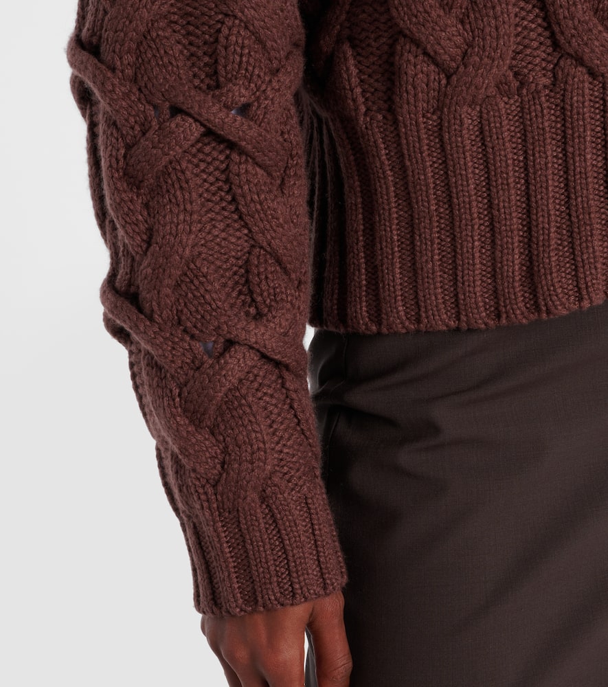 Cable-knit cashmere zip-up cardigan