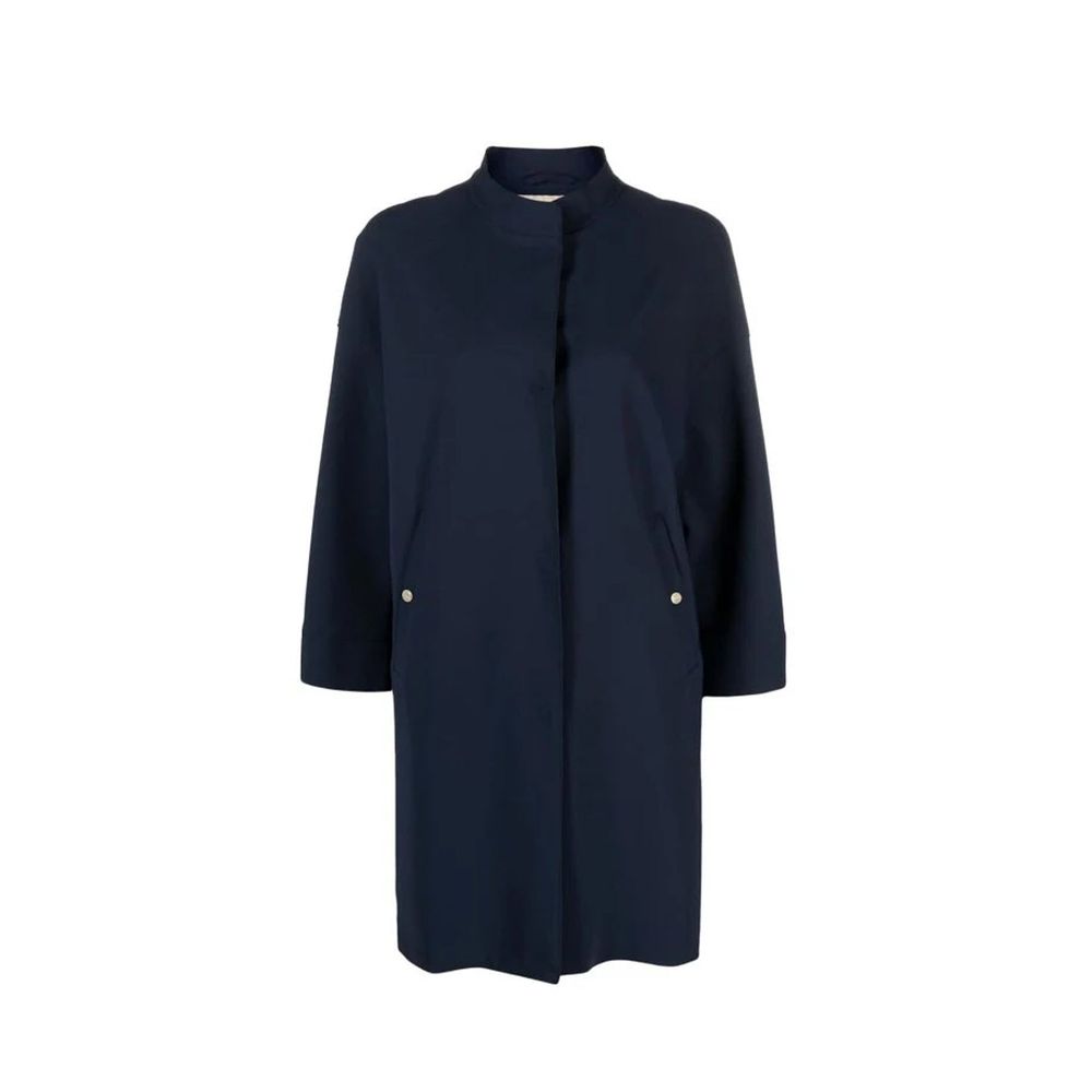 Elastane Blend Coat — Navy