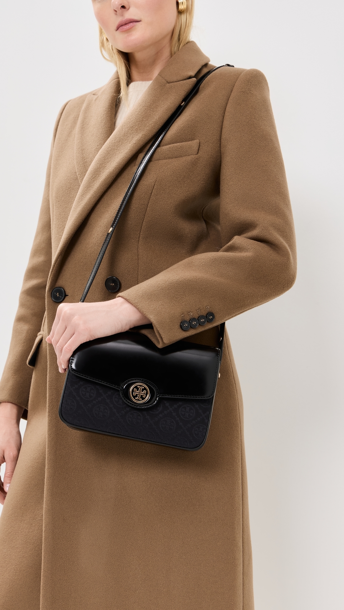 Robinson T Monogram Convertible Shoulder Bag Black One Size