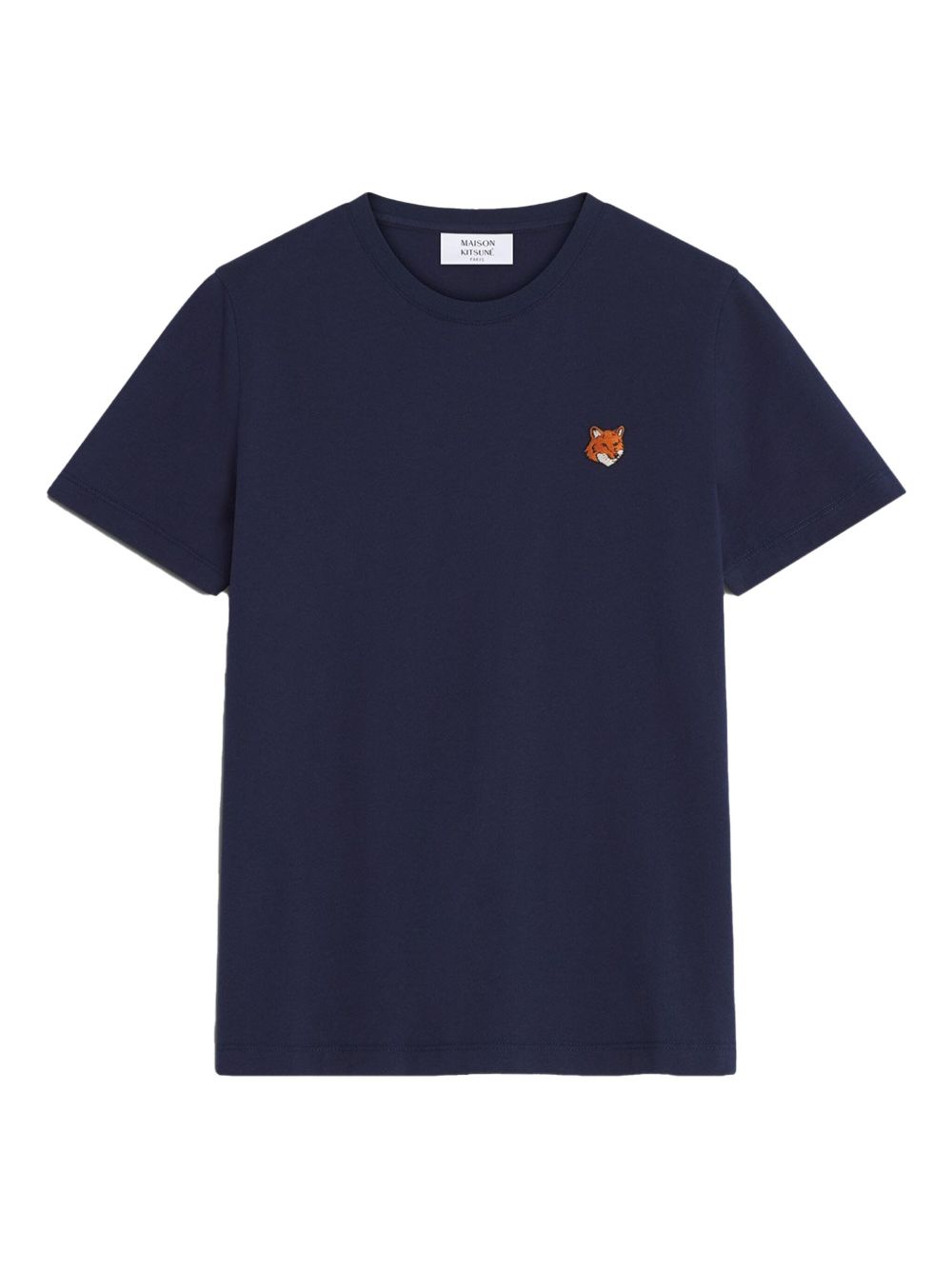 Fox Head Embroidered Cotton T-shirt — Navy