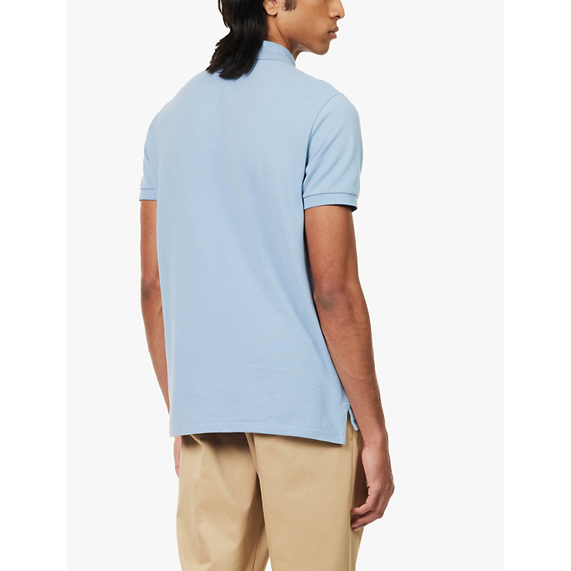 Mens Vessel Blue Custom Logo-embroidered Cotton-piqué Polo Shirt 