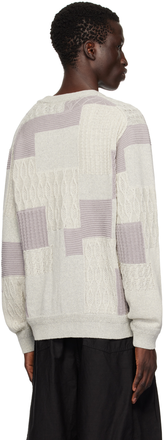 BEAMS PLUS Gray Patchwork Cardigan