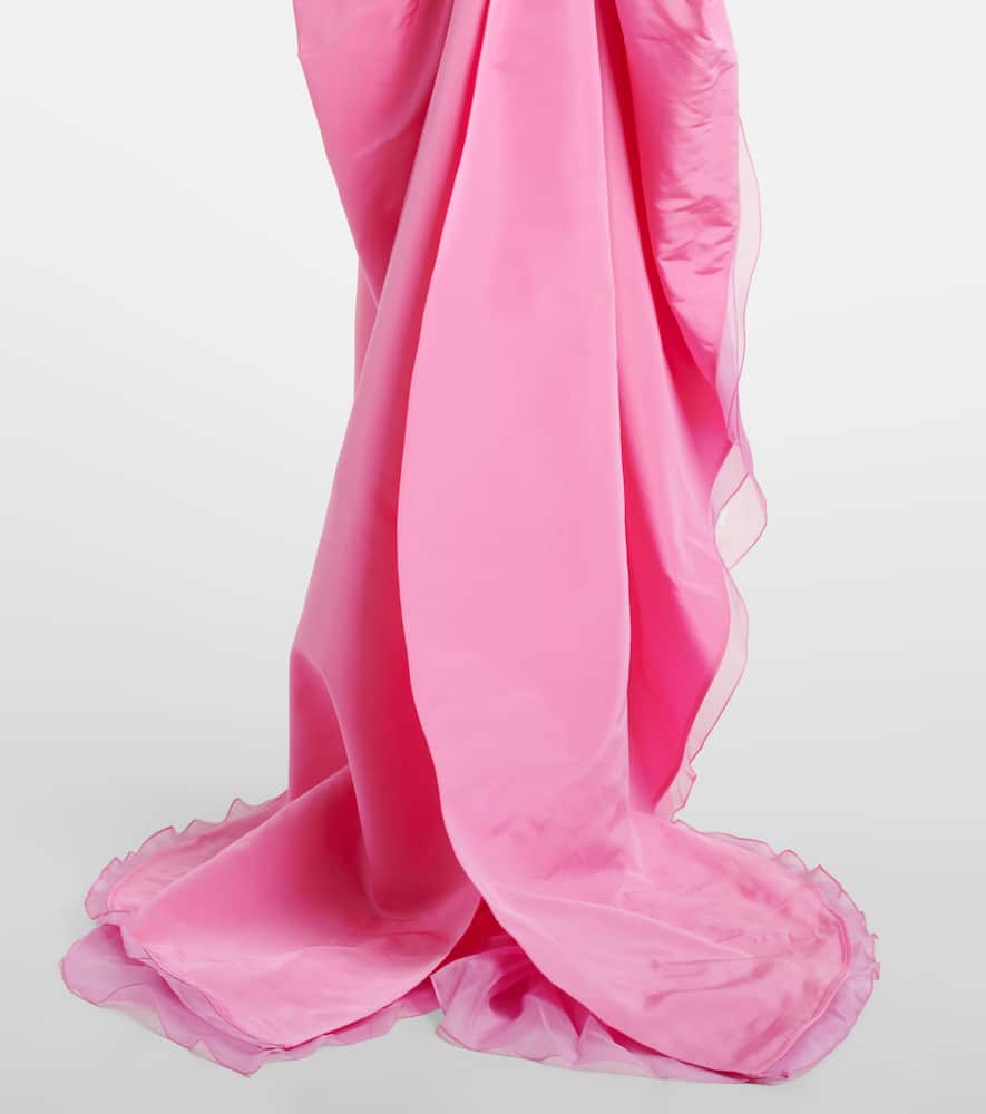 Bow-detail strapless crêpe gown