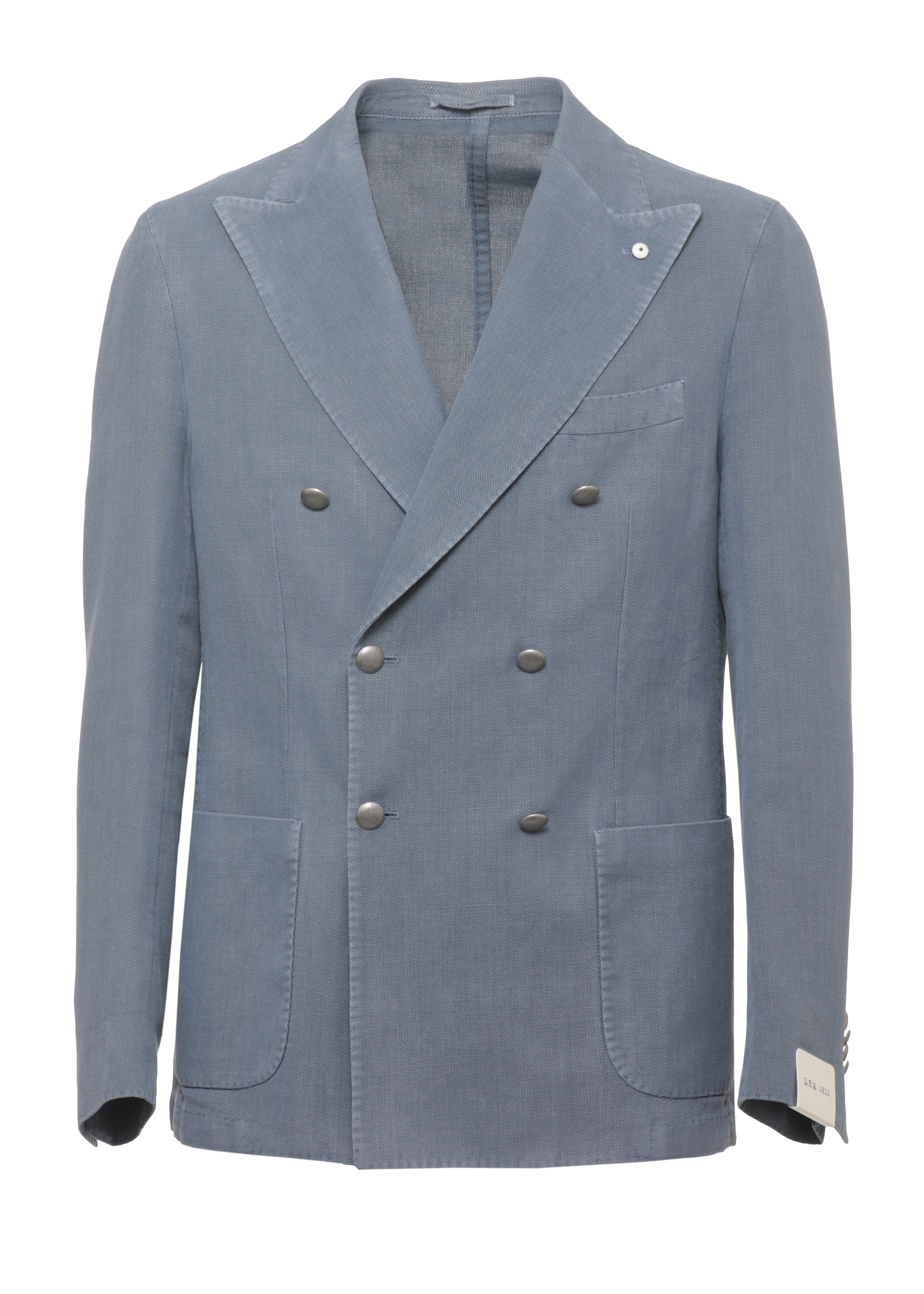 Blue Peak Lapel Cotton Blazer