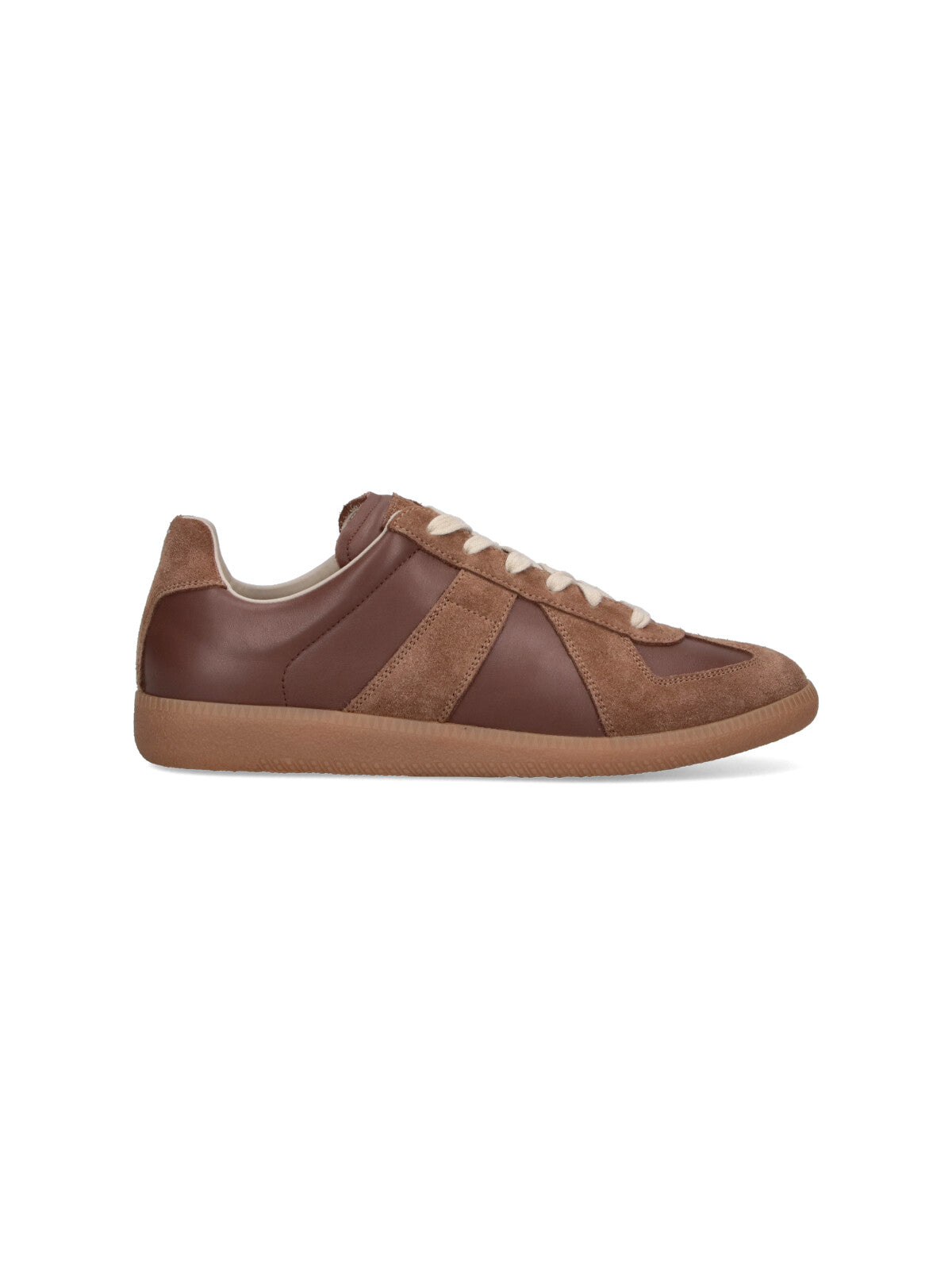 Brown Suede Panel Low-Top Sneakers