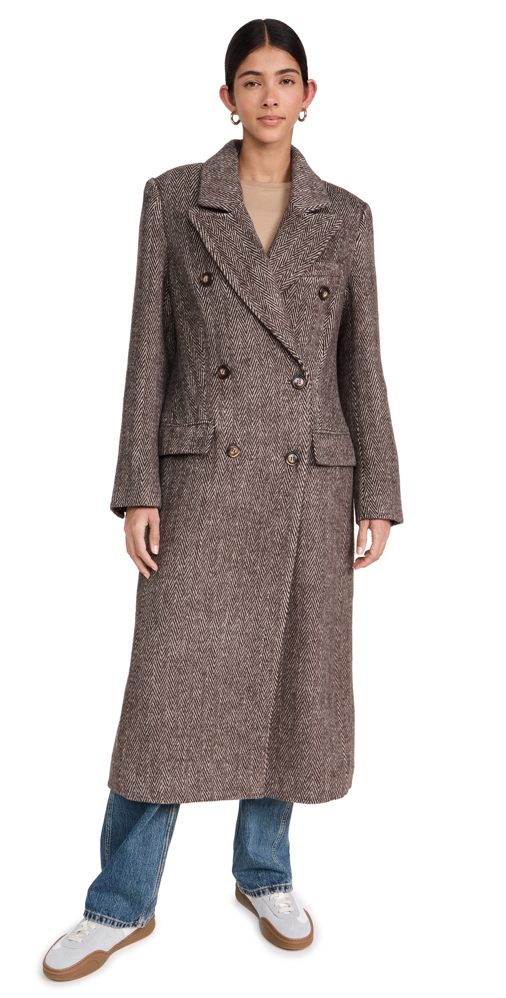 Morana Coat Brown Herringbone