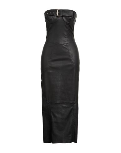 Woman Midi dress Black Size M Lambskin
