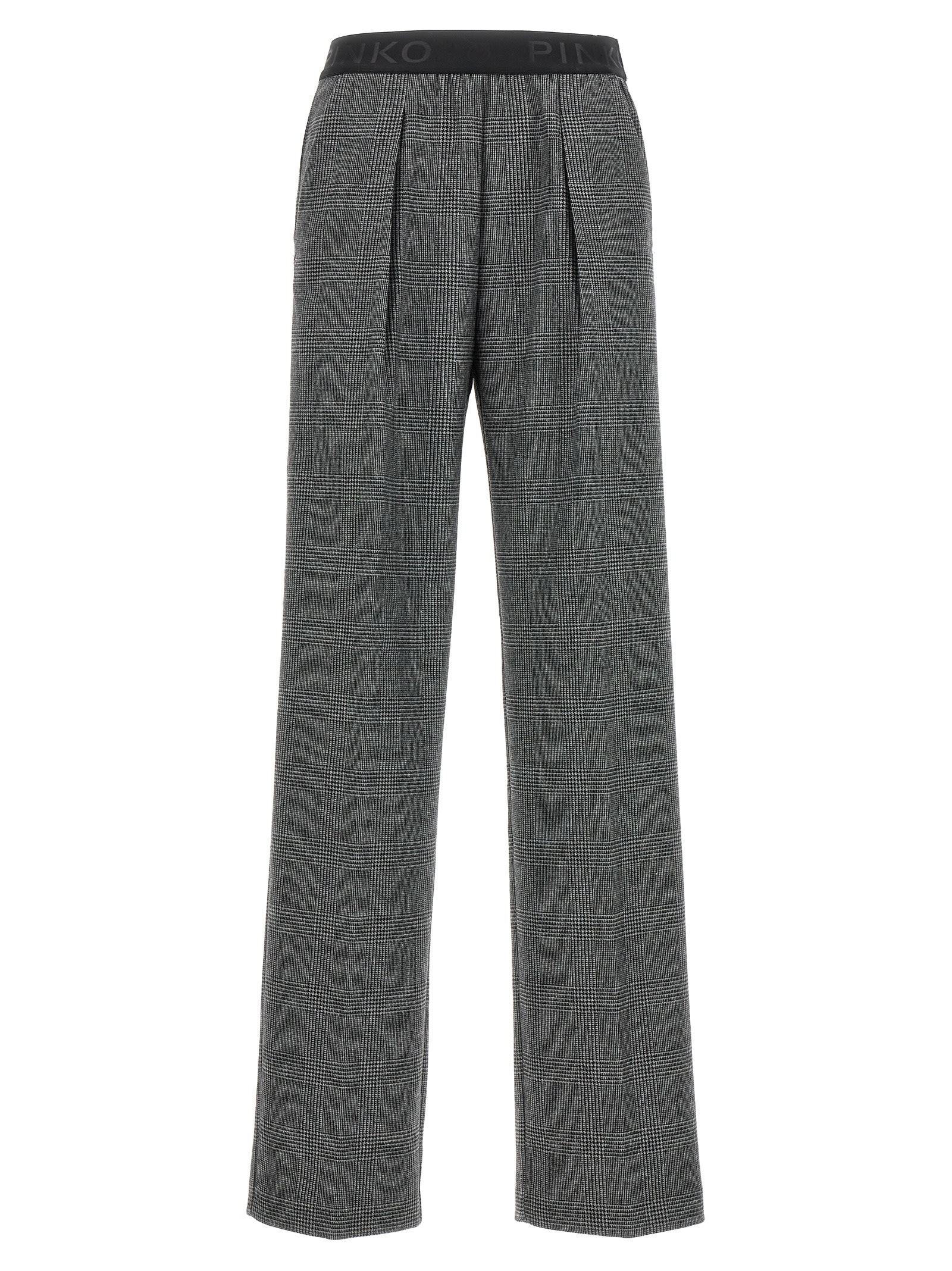 Logo-waistband checked trousers - Black