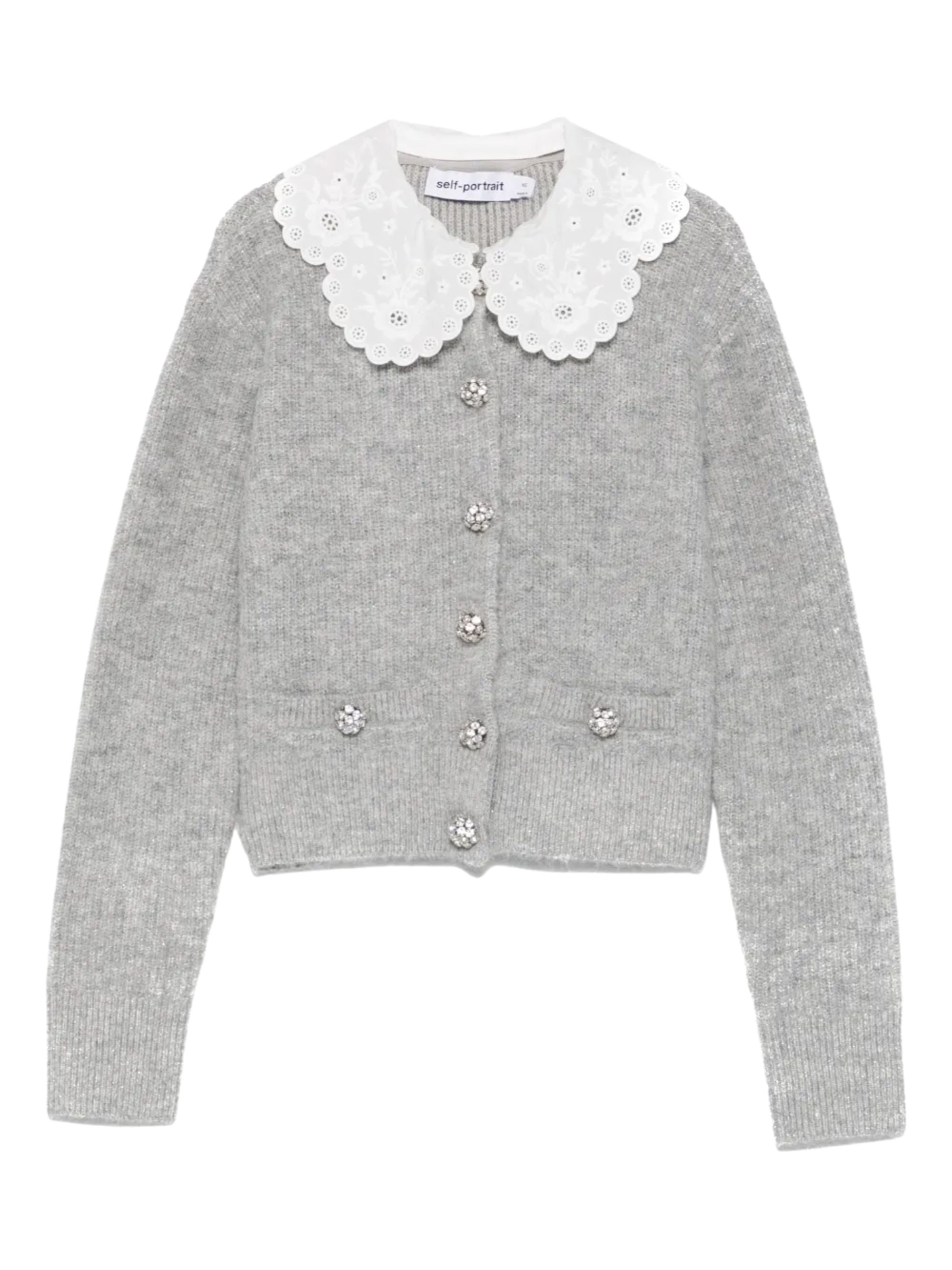 SELF PORTRAIT Jewelled-button Wool Cardigan