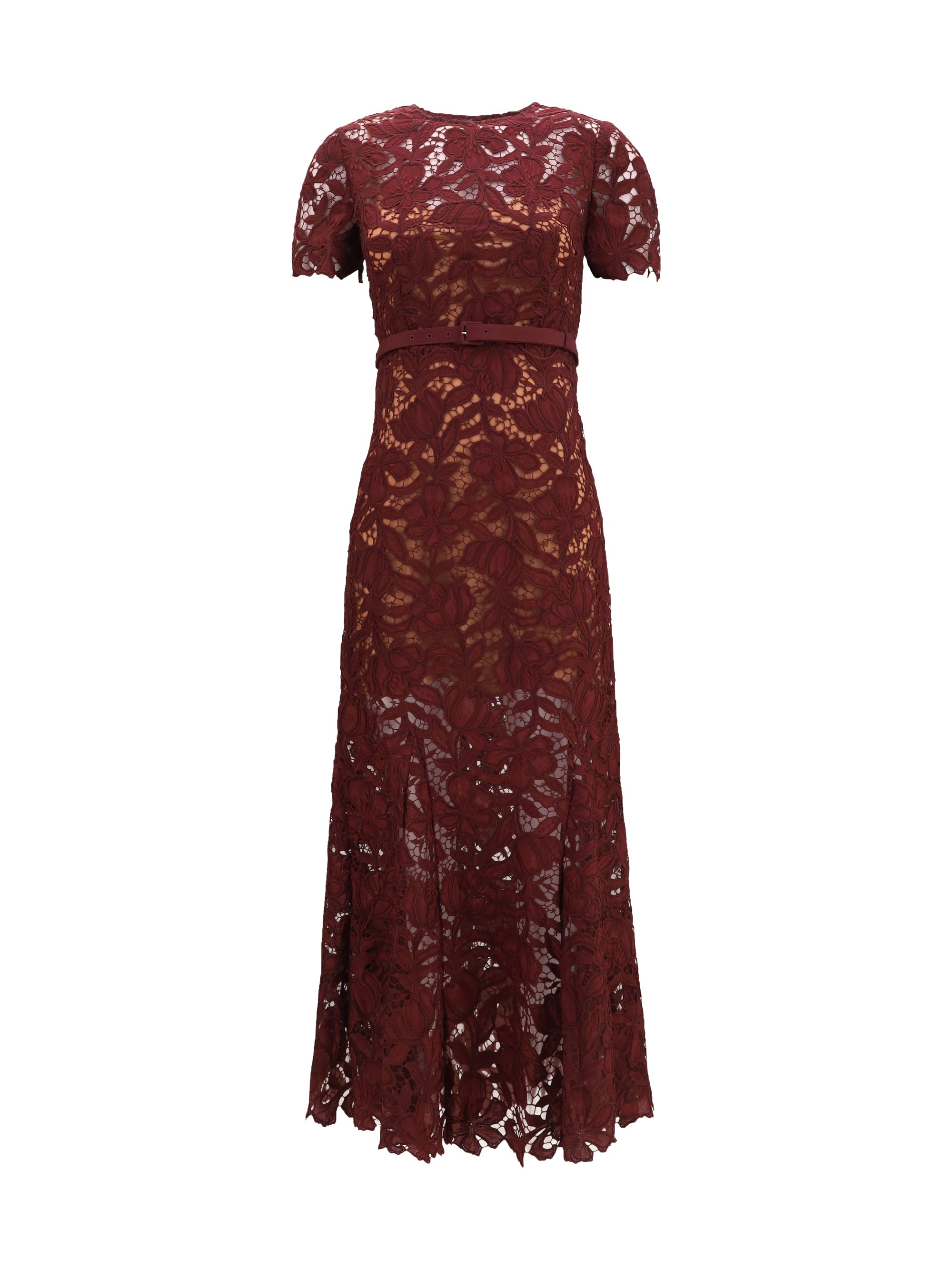 Lace Midi Dress — Burgundy