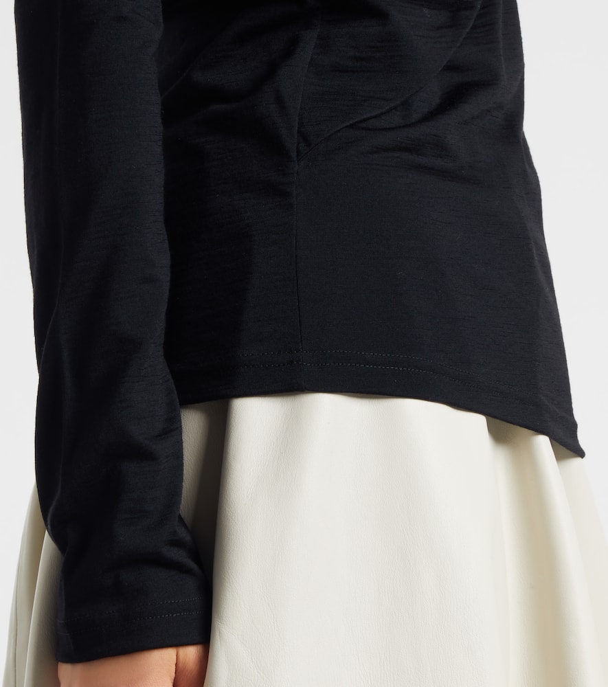 Róhe Scarf-detail wool jersey top