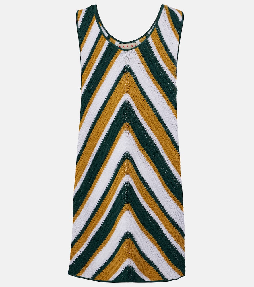 Chevron knitted cotton minidress
