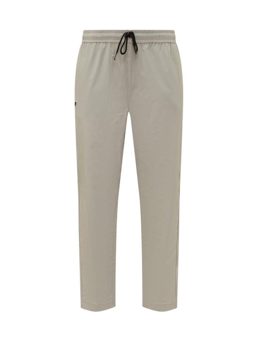 Beige Straight Drawstring Pants