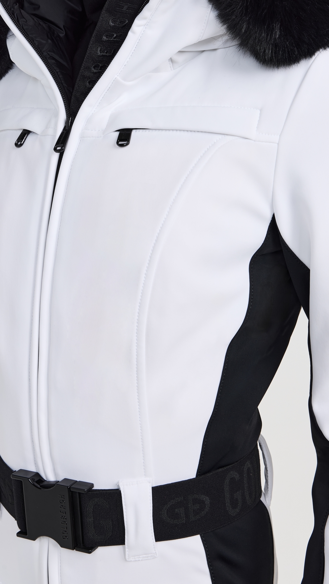 Parry Ski Jumpsuit Faux Border White
