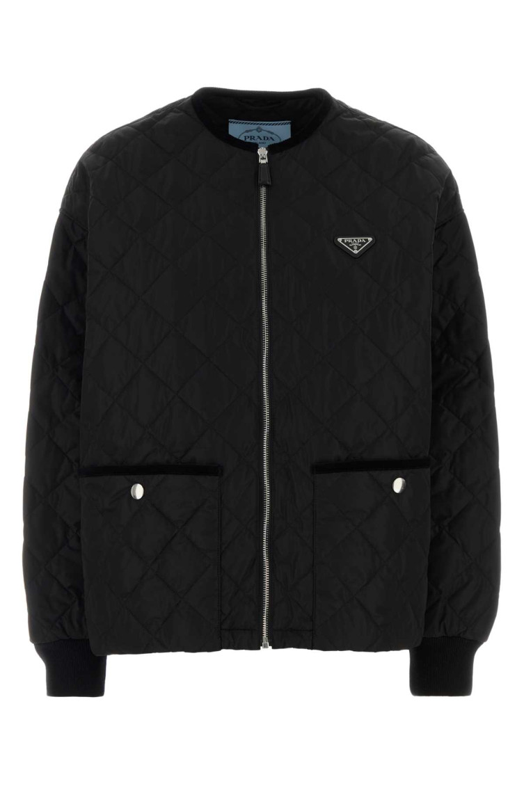Prada - quilted polyester jacket front pockets ribbed cuff