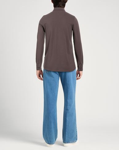 Man Shirt Chocolate brown Size 46 Cotton, Elastane